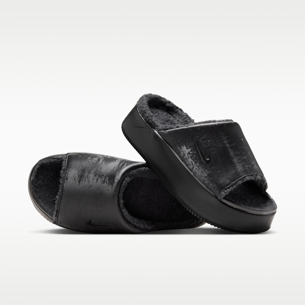 Nike Calm Elevation SE Faux Fur Women's Slides - Black/Black