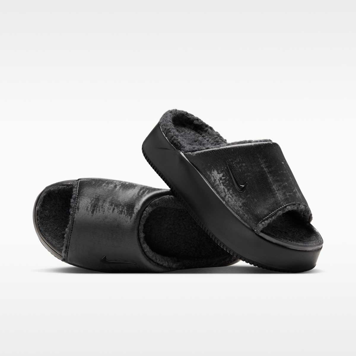 Nike Calm Elevation SE Faux Fur Women's Slides - Black/Black