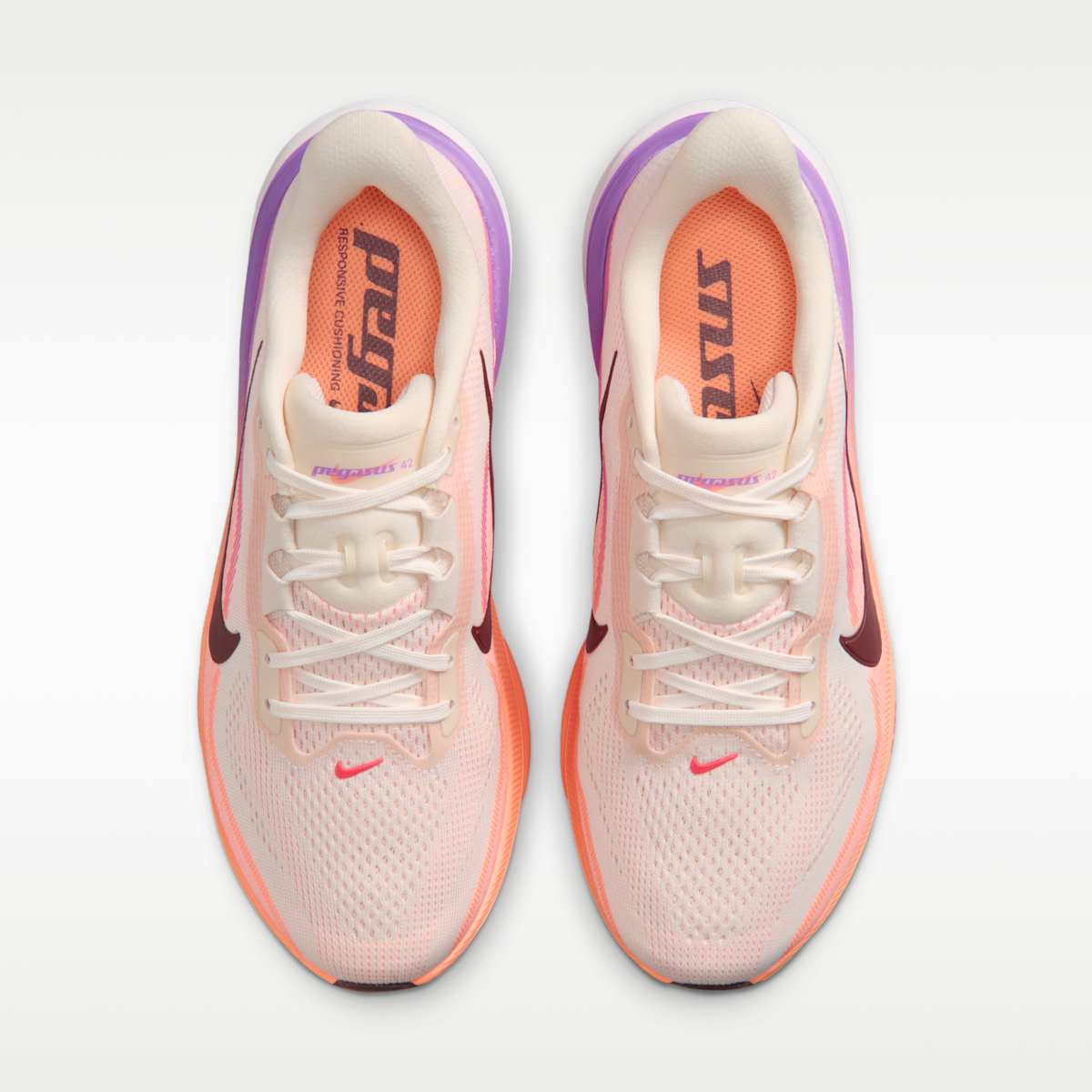 Nike Pegasus 42 Women's Road Running Shoes (Wide) - Chalk/Orange Pulse/Bright Violet/Tattoo