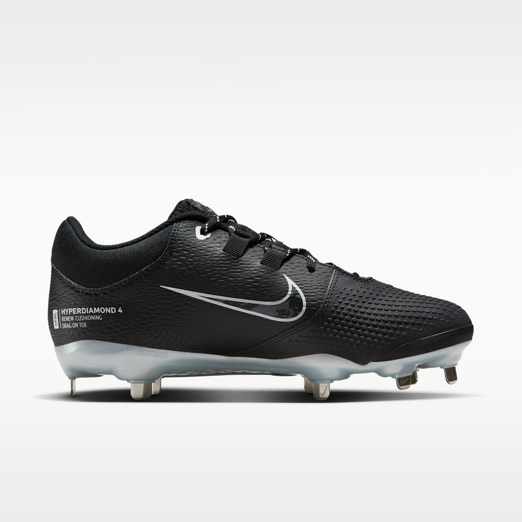 Nike Hyperdiamond 4 Pro Women's Softball Cleats - Black/Pure Platinum/Iron Grey
