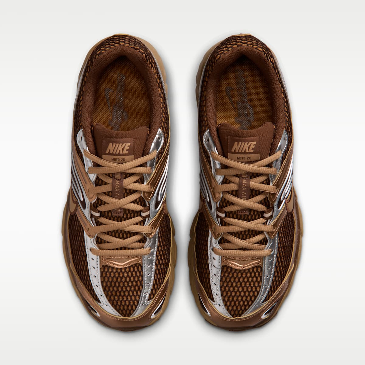 Nike Air Max Moto 2K Women's Shoes with Reflective Accents - Light British Tan/Cacao Wow/Metallic Silver/Dark Driftwood