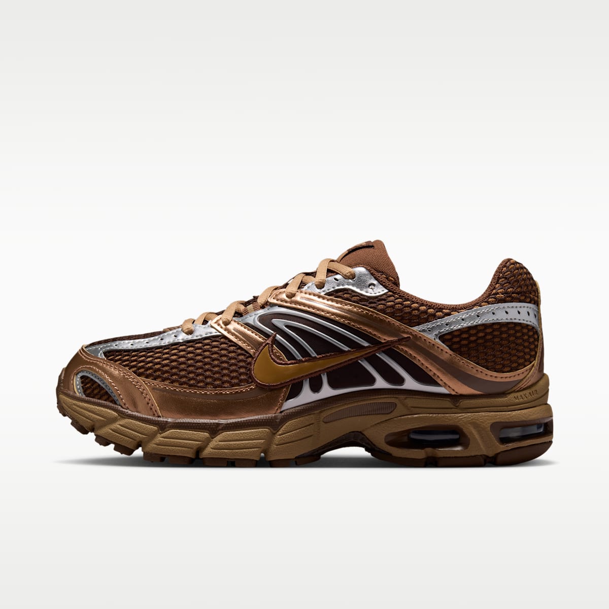Nike Air Max Moto 2K Women's Shoes with Reflective Accents - Light British Tan/Cacao Wow/Metallic Silver/Dark Driftwood