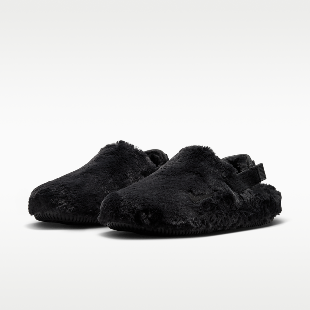 Nike Calm SE Faux Fur Women's Mules - Black/Black