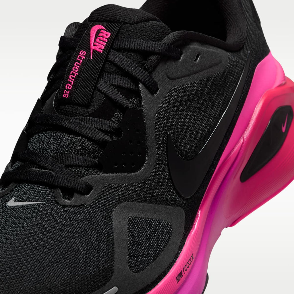 Nike Structure 26 Women's Road Running Shoes - Black/Hyper Pink/Laser Crimson/Black