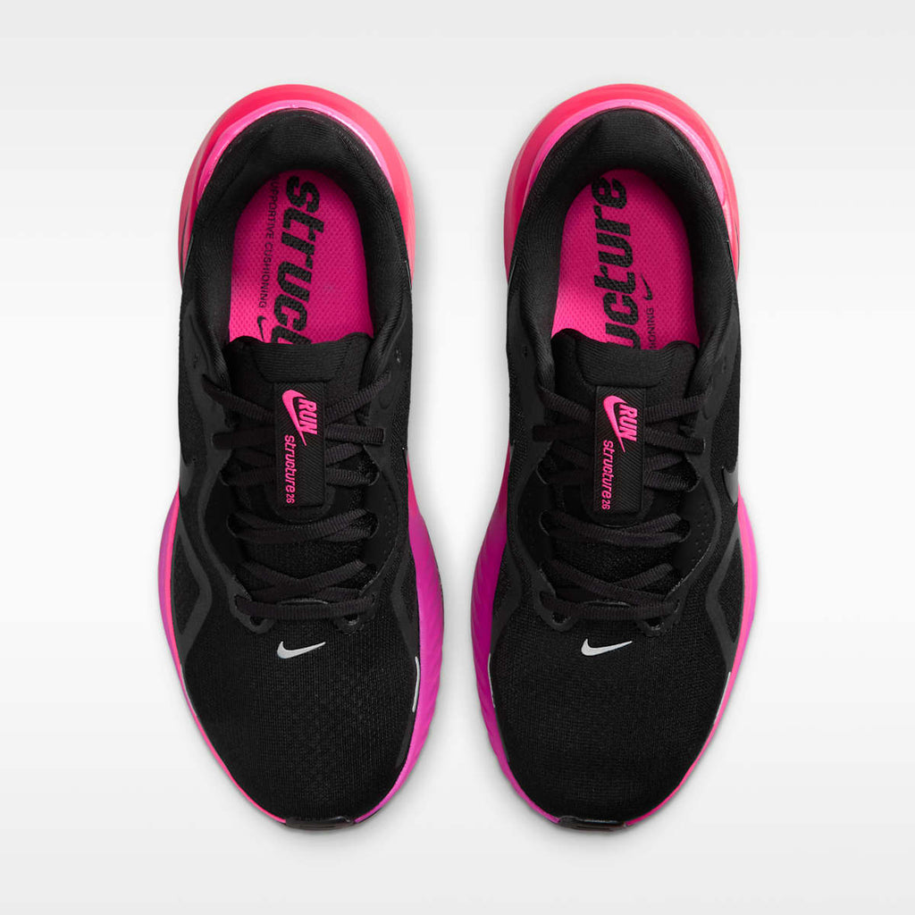Nike Structure 26 Women's Road Running Shoes - Black/Hyper Pink/Laser Crimson/Black