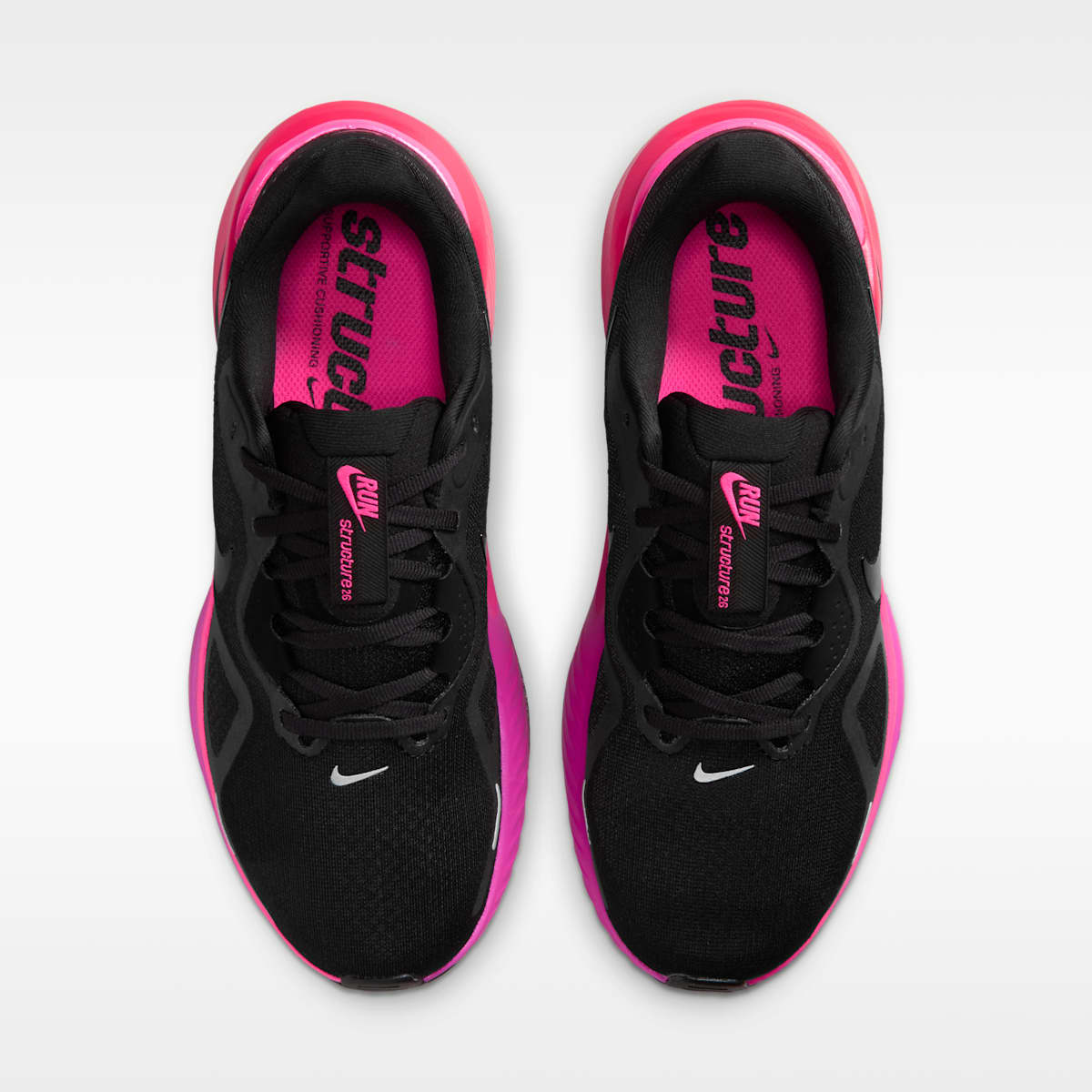 Nike Structure 26 Women's Road Running Shoes - Black/Hyper Pink/Laser Crimson/Black