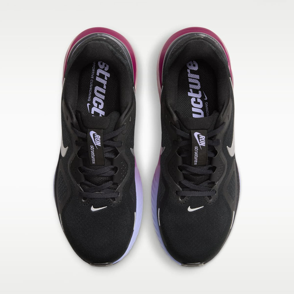 Nike Structure 26 Women's Road Running Shoes - Black/Gridiron/Purple Pulse/Metallic Silver