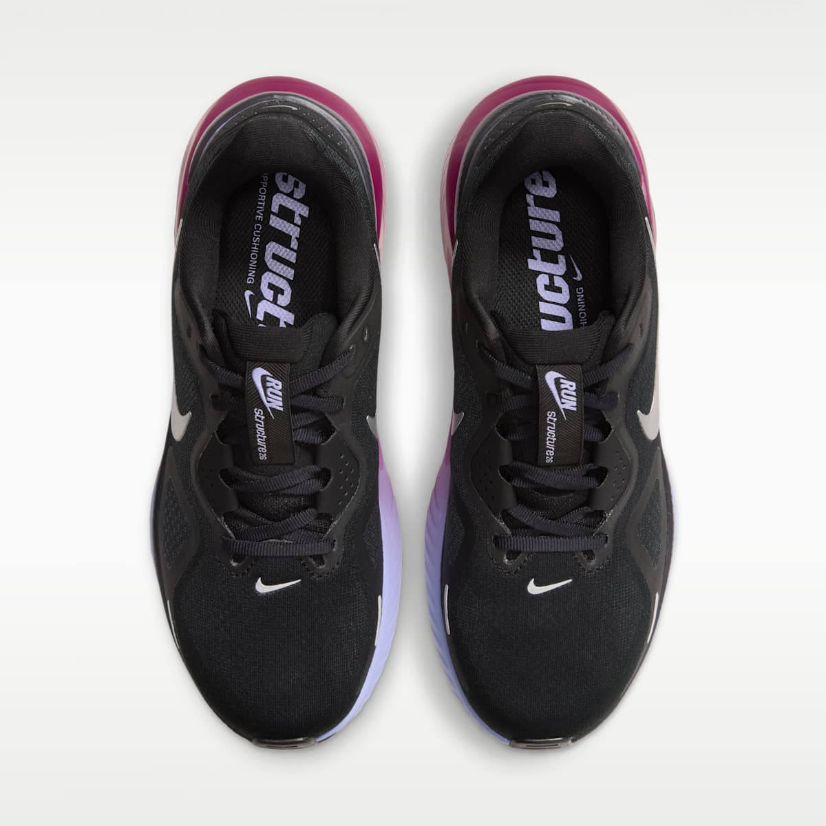 Nike Structure 26 Women's Road Running Shoes - Black/Gridiron/Purple Pulse/Metallic Silver