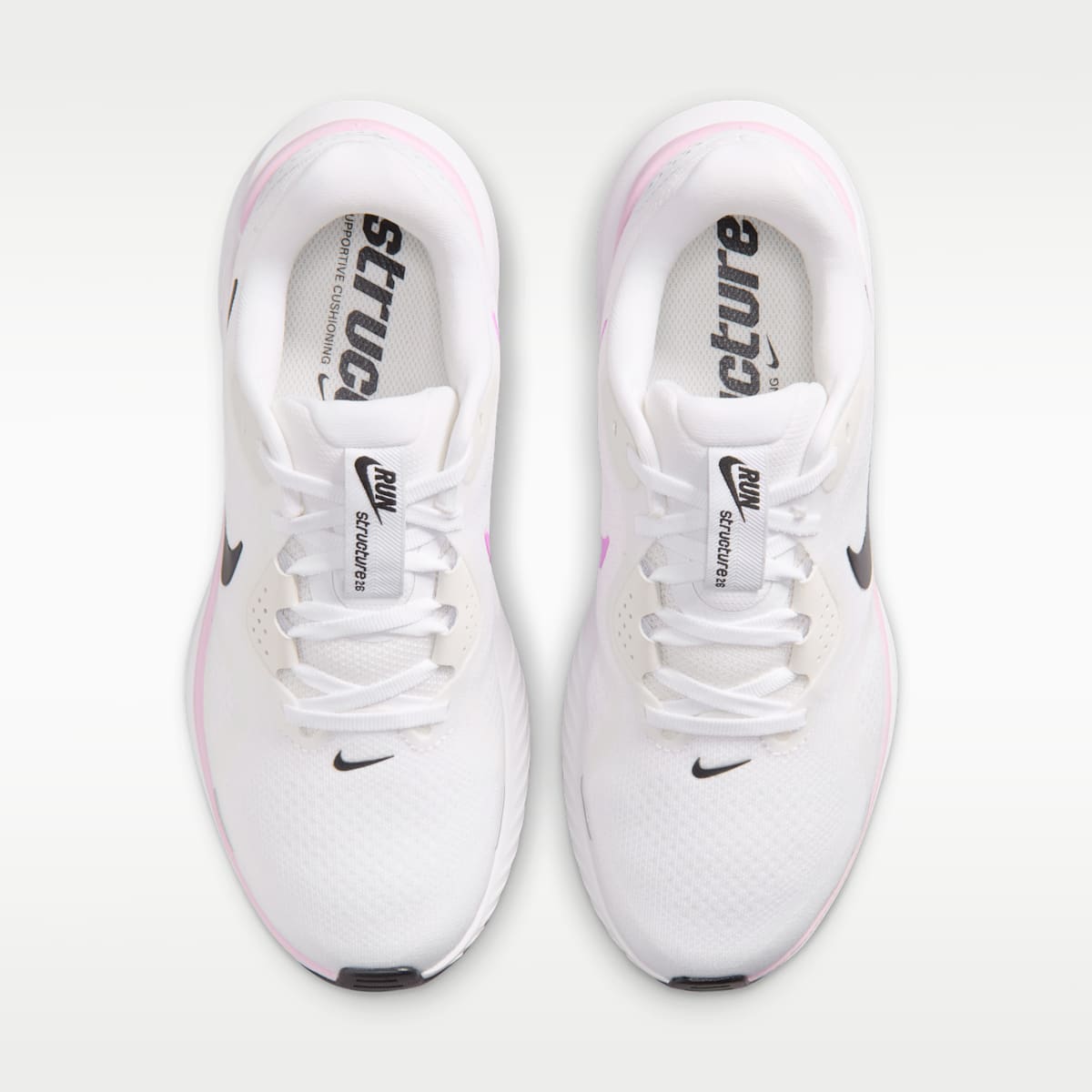 Nike Structure 26 Women's Road Running Shoes - White/Bleached Lilac/Light Magenta/Black