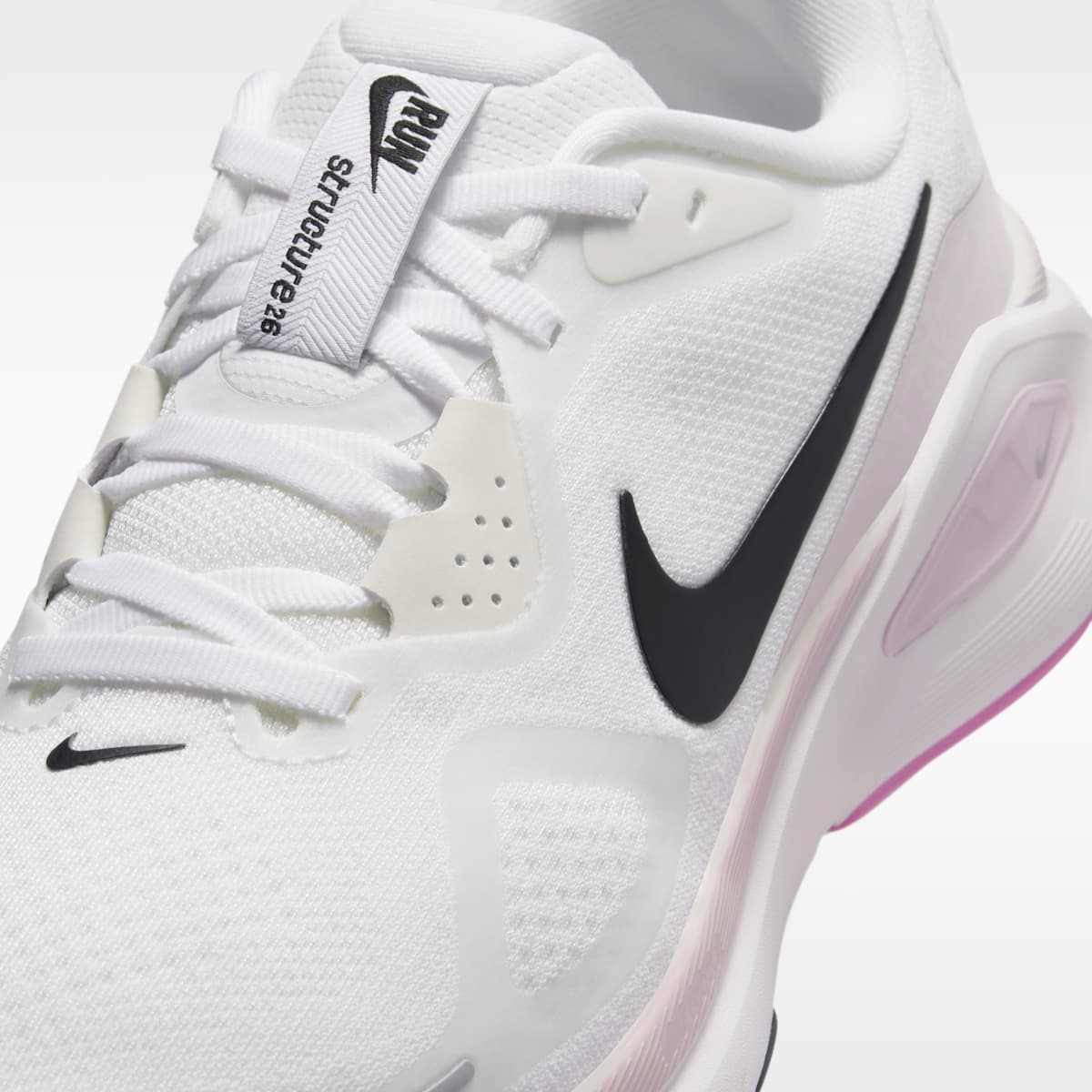 Nike Structure 26 Women's Road Running Shoes - White/Bleached Lilac/Light Magenta/Black