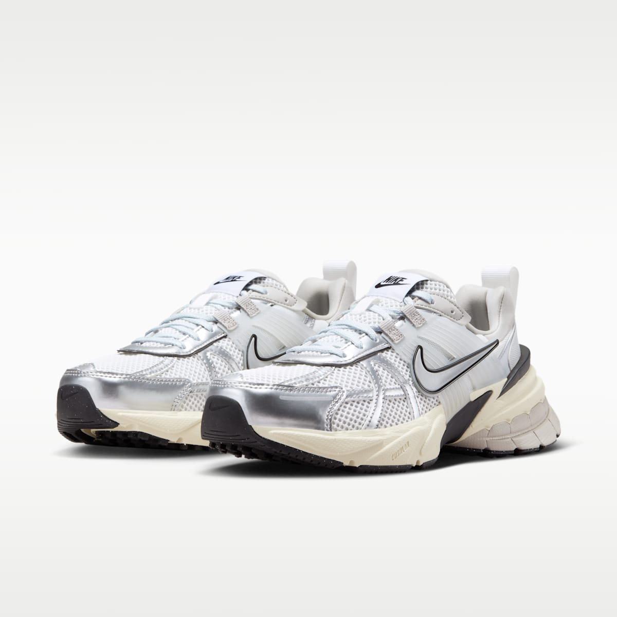 Nike V2K Run Women's Shoes with Reflective Accents - Summit White/Pure Platinum/Light Iron Ore/Metallic Silver