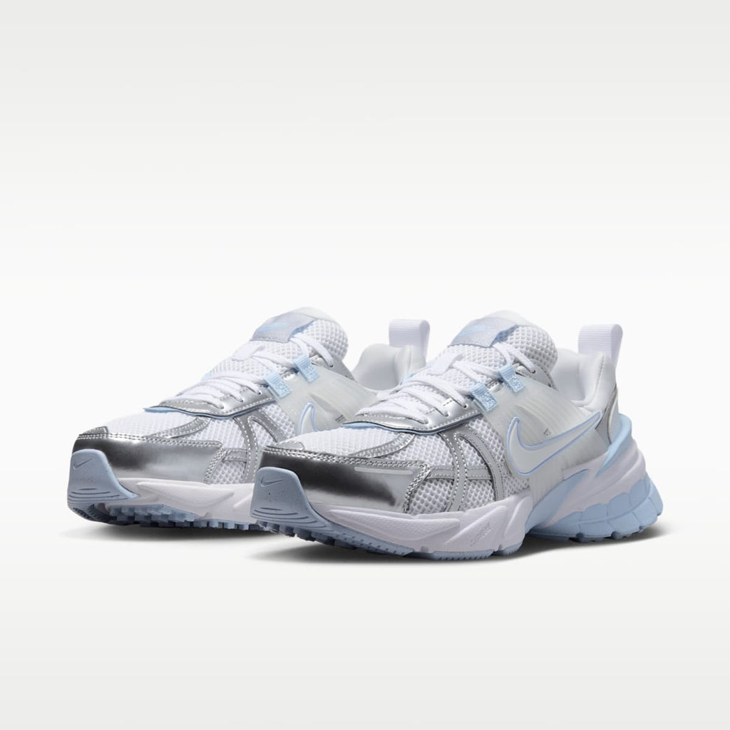 Nike V2K Run Women's Shoes with Reflective Accents - White/Metallic Silver/Hydrogen Blue/White