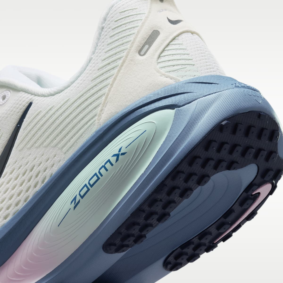 Nike Vomero 18 Women's Road Running Shoes - White/Work Blue/Barely Green/Midnight Navy