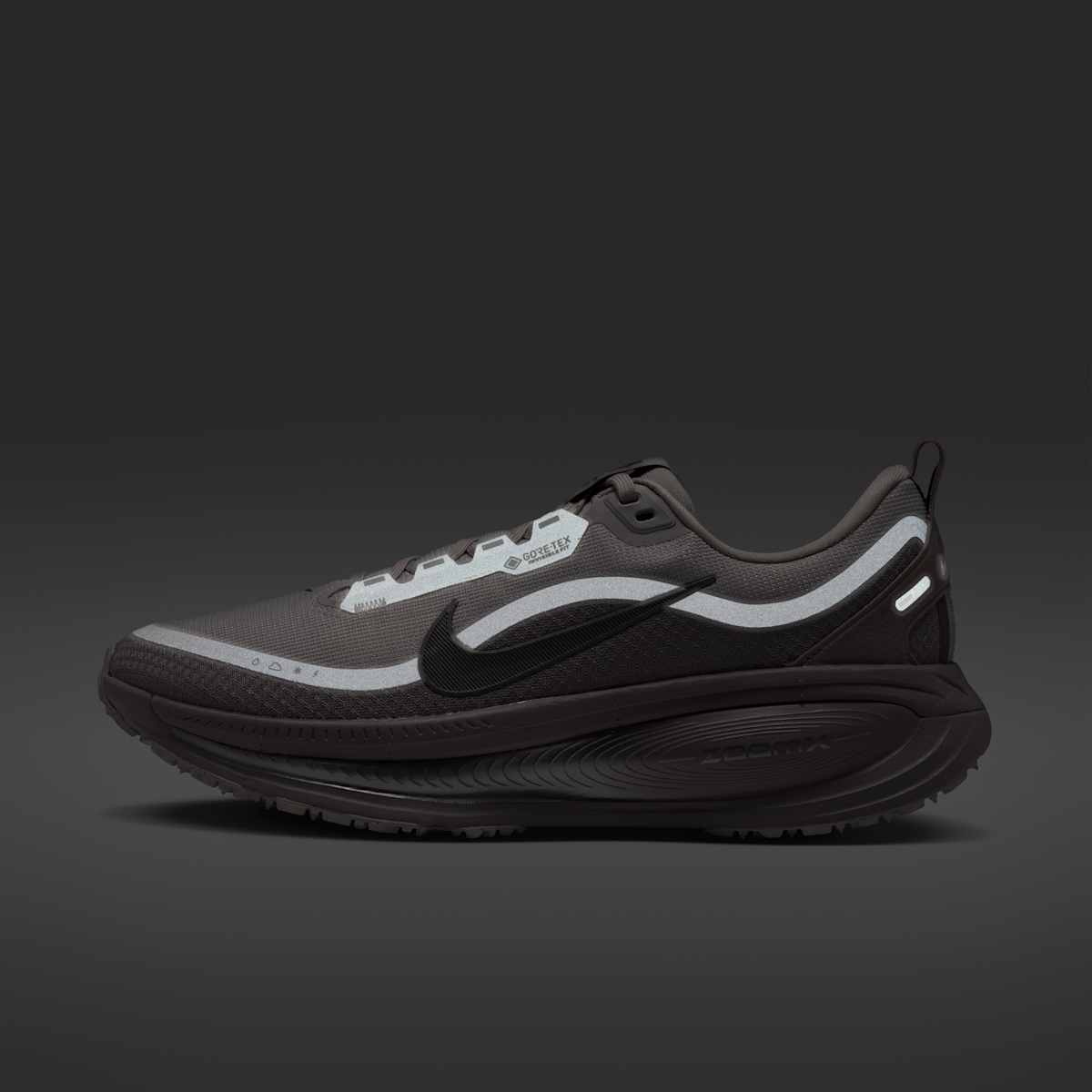 Nike Vomero 18 GORE-TEX Women's Waterproof Road Running Shoes with Reflective Accents - Vast Grey/Silver Lilac/Metallic Silver