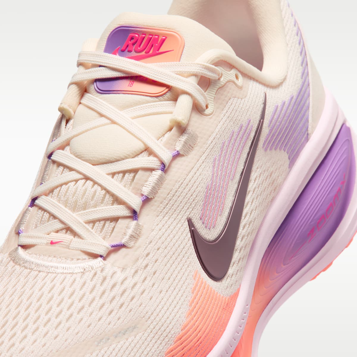 Nike Vomero 18 Women's Road Running Shoes (Wide) - Chalk/Pink Foam/Bright Violet/Tattoo