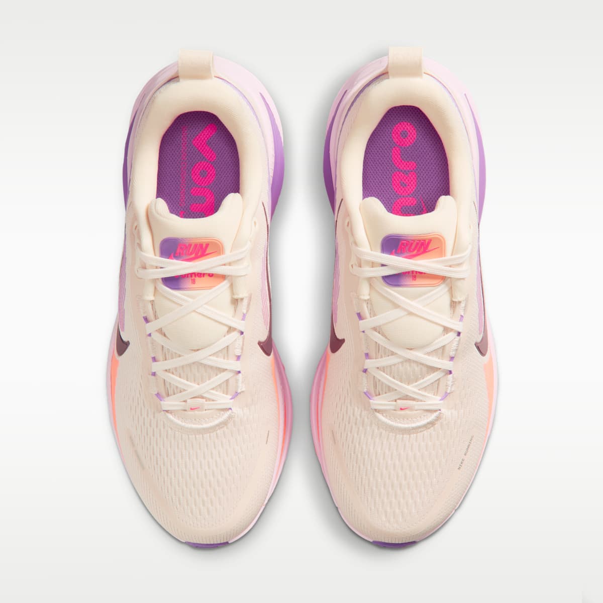 Nike Vomero 18 Women's Road Running Shoes (Wide) - Chalk/Pink Foam/Bright Violet/Tattoo