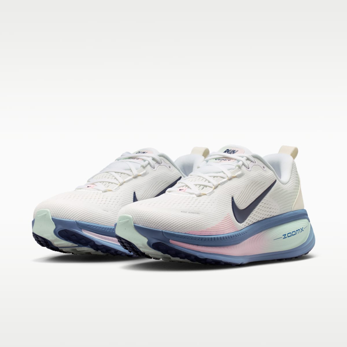 Nike Vomero 18 Women's Road Running Shoes - White/Work Blue/Barely Green/Midnight Navy