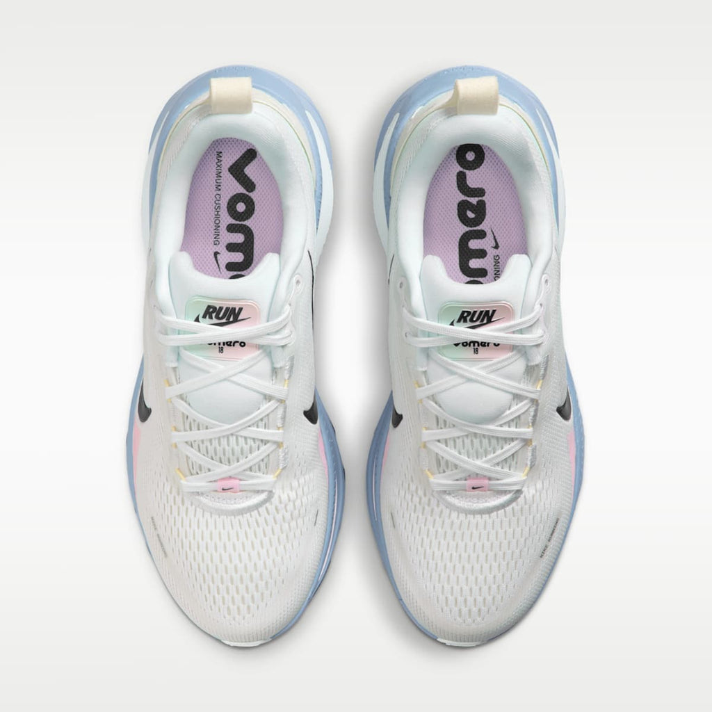 Nike Vomero 18 Women's Road Running Shoes - White/Work Blue/Barely Green/Midnight Navy