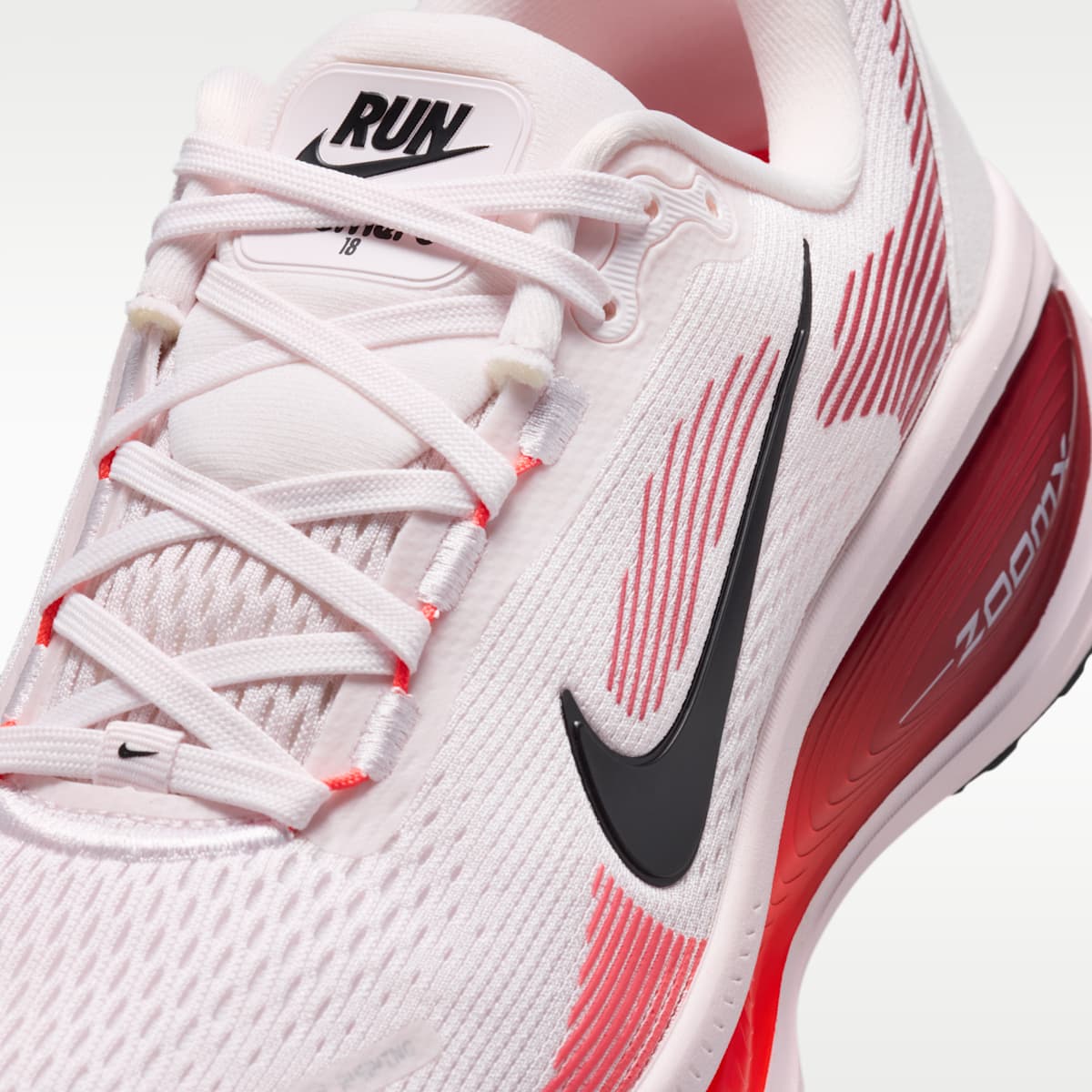 Nike Vomero 18 Women's Road Running Shoes - Pearl Pink/Team Crimson/Bright Crimson/Black