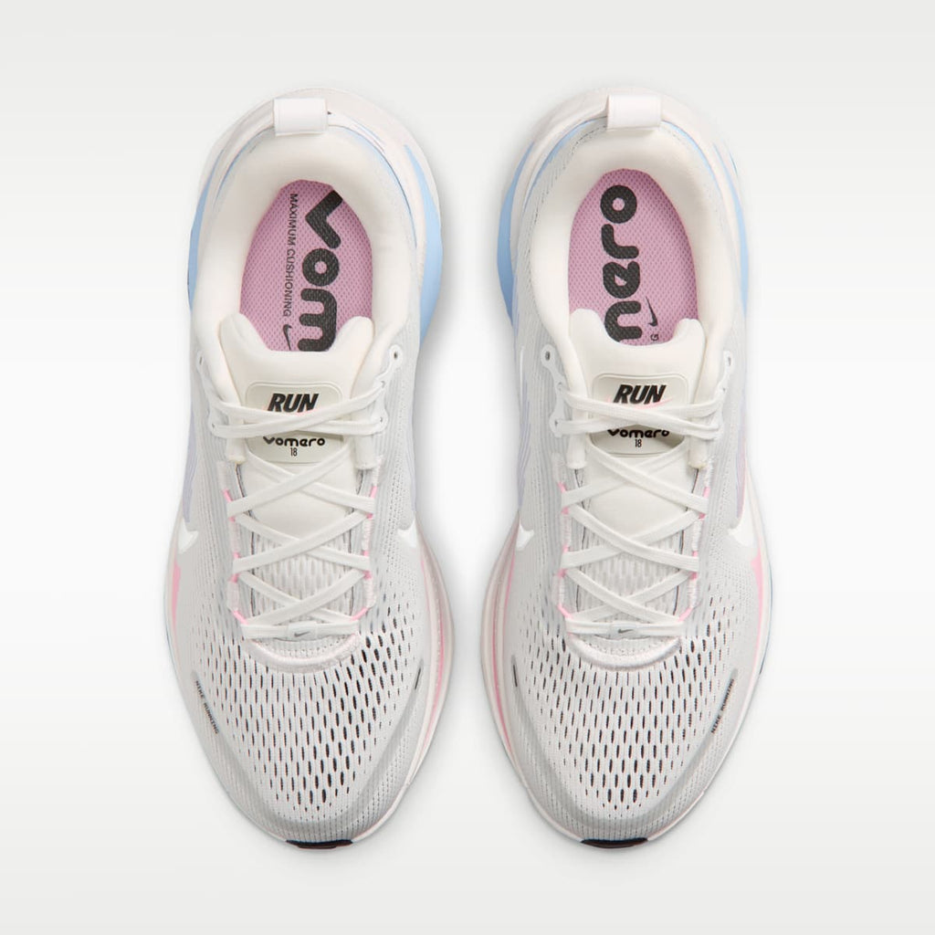 Nike Vomero 18 Women's Road Running Shoes - Summit White/Medium Soft Pink/Metallic Silver/Summit White