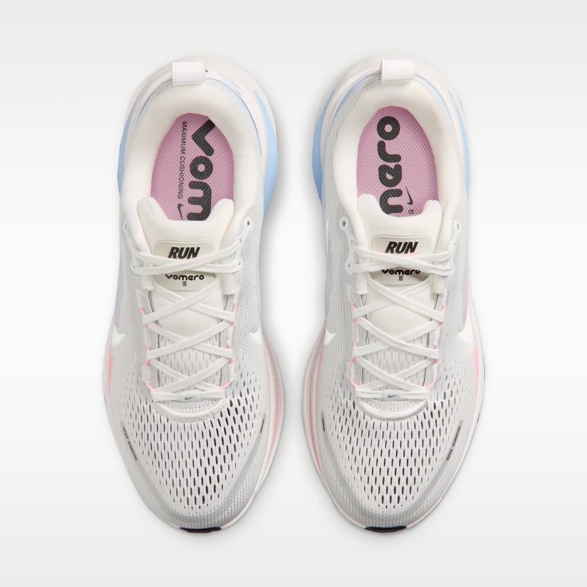 Nike Vomero 18 Women's Road Running Shoes - Summit White/Medium Soft Pink/Metallic Silver/Summit White