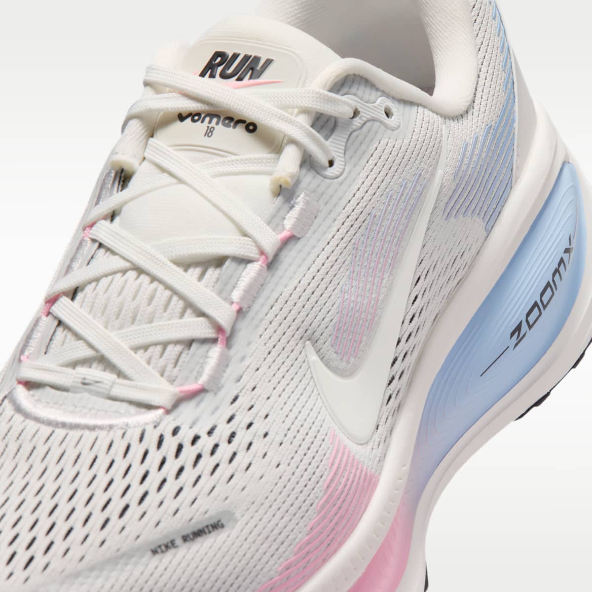 Nike Vomero 18 Women's Road Running Shoes - Summit White/Medium Soft Pink/Metallic Silver/Summit White