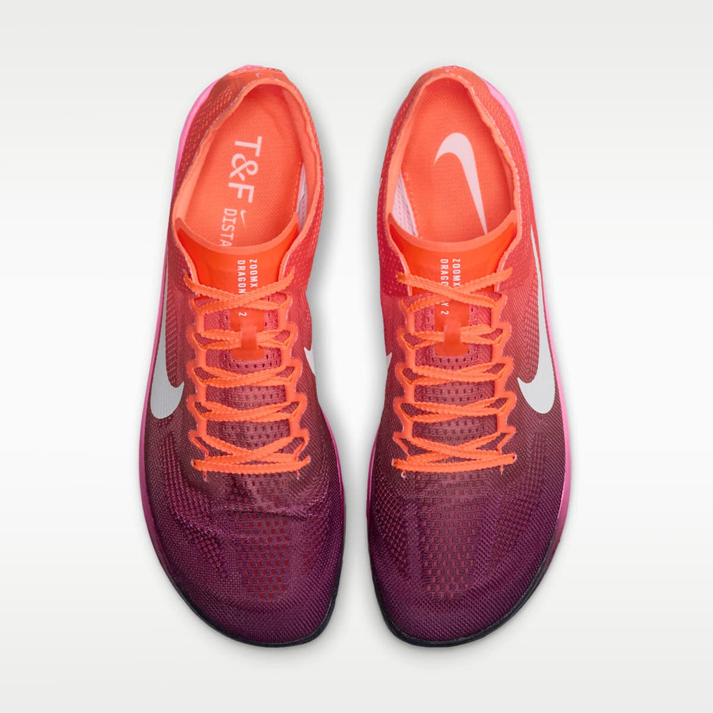 Women's Nike Dragonfly 2 Track & Field Distance Spikes - Bright Crimson/Hyper Crimson/Pink Spell/White