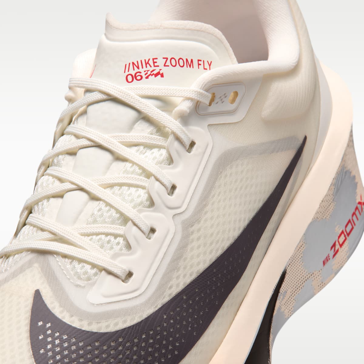 Nike Zoom Fly 6 Men's Road Racing Shoes - Sail/Moon Particle/Phantom/University Red - Image 7